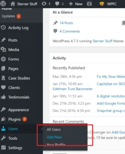The "Add New User" menu