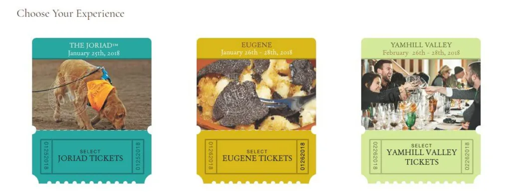 Ticket stub images representing each OTF weekend