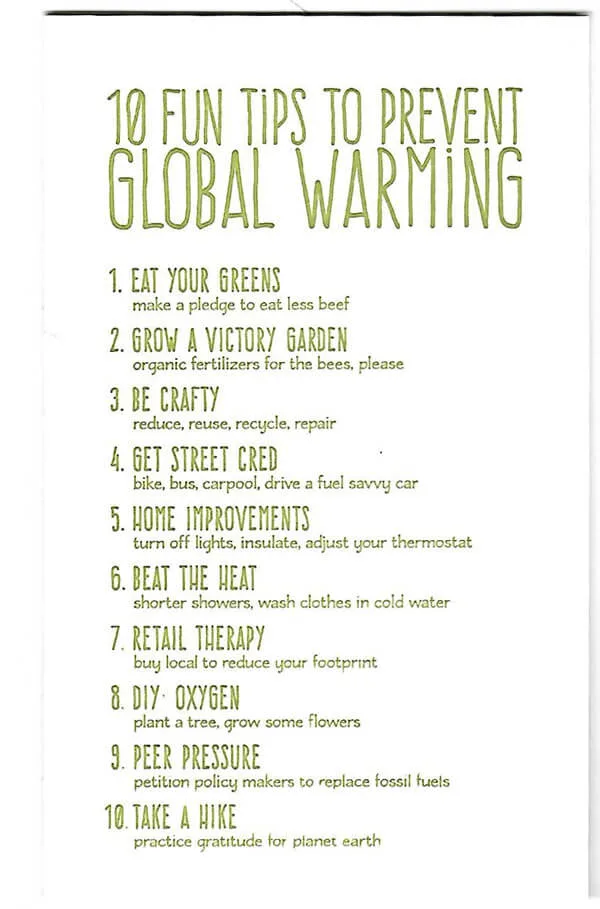 Greeting card with copy about global warming