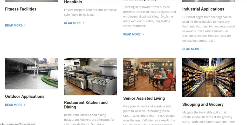 Oregon Floor Safety website services section, before