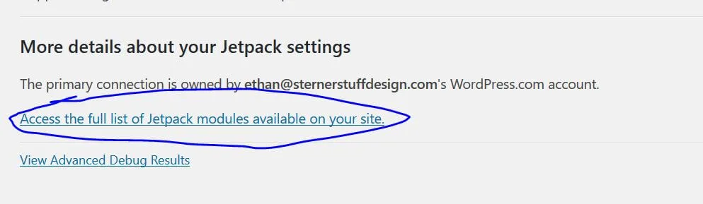 Link to Jetpack's modules page