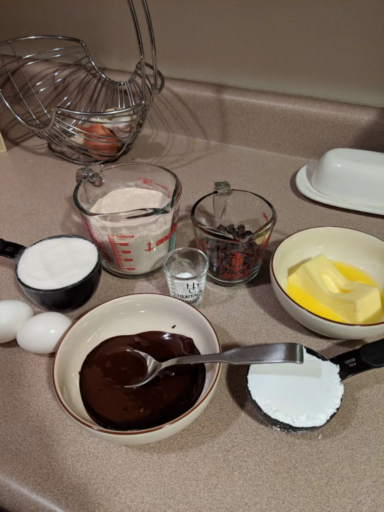 Ingredients for chocolate crinkle cookies