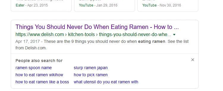 Google's "People Also Search For" box