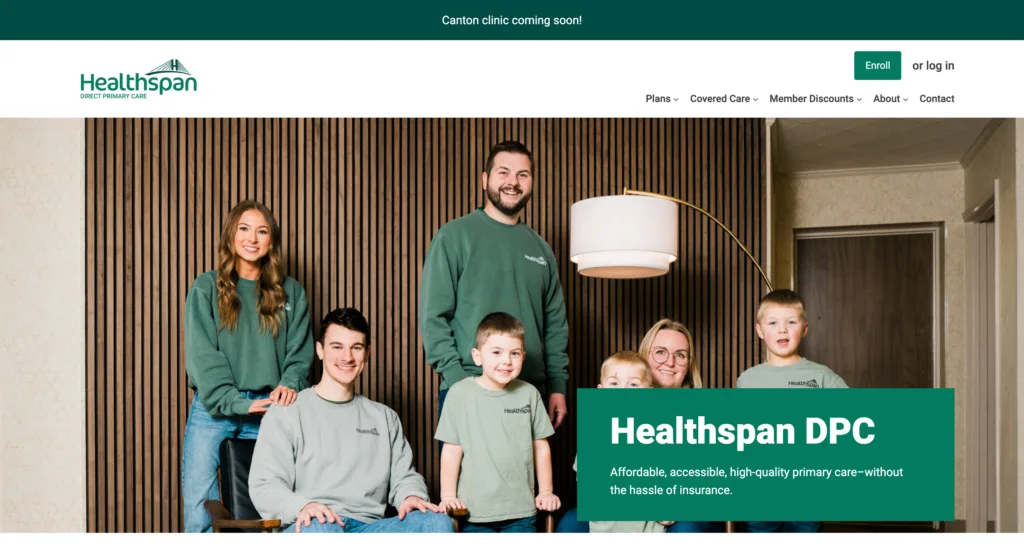 Screenshot of Healthspan DPC website design