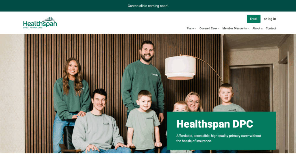 Screenshot of Healthspan DPC website design