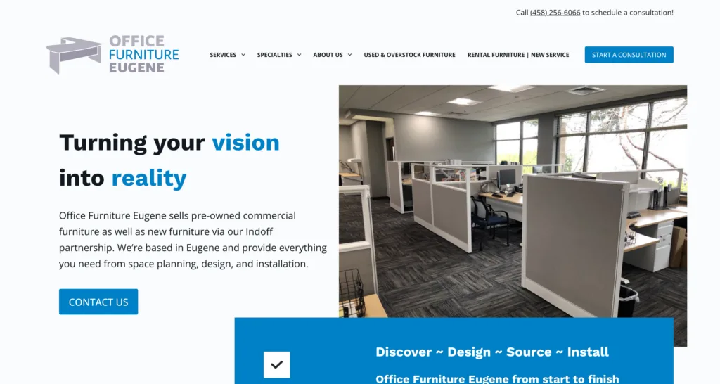 Screenshot of Office Furniture Eugene website design